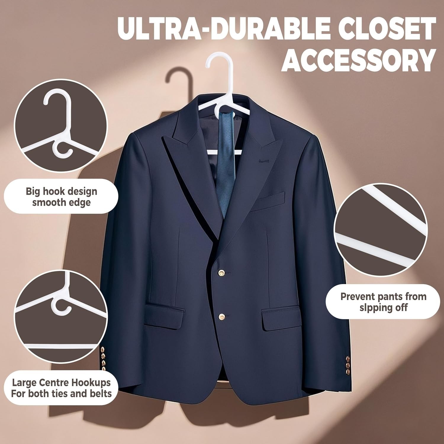 Thick Strong Plastic Hangers 30 Count – Stylish & Durable Clothing Storage