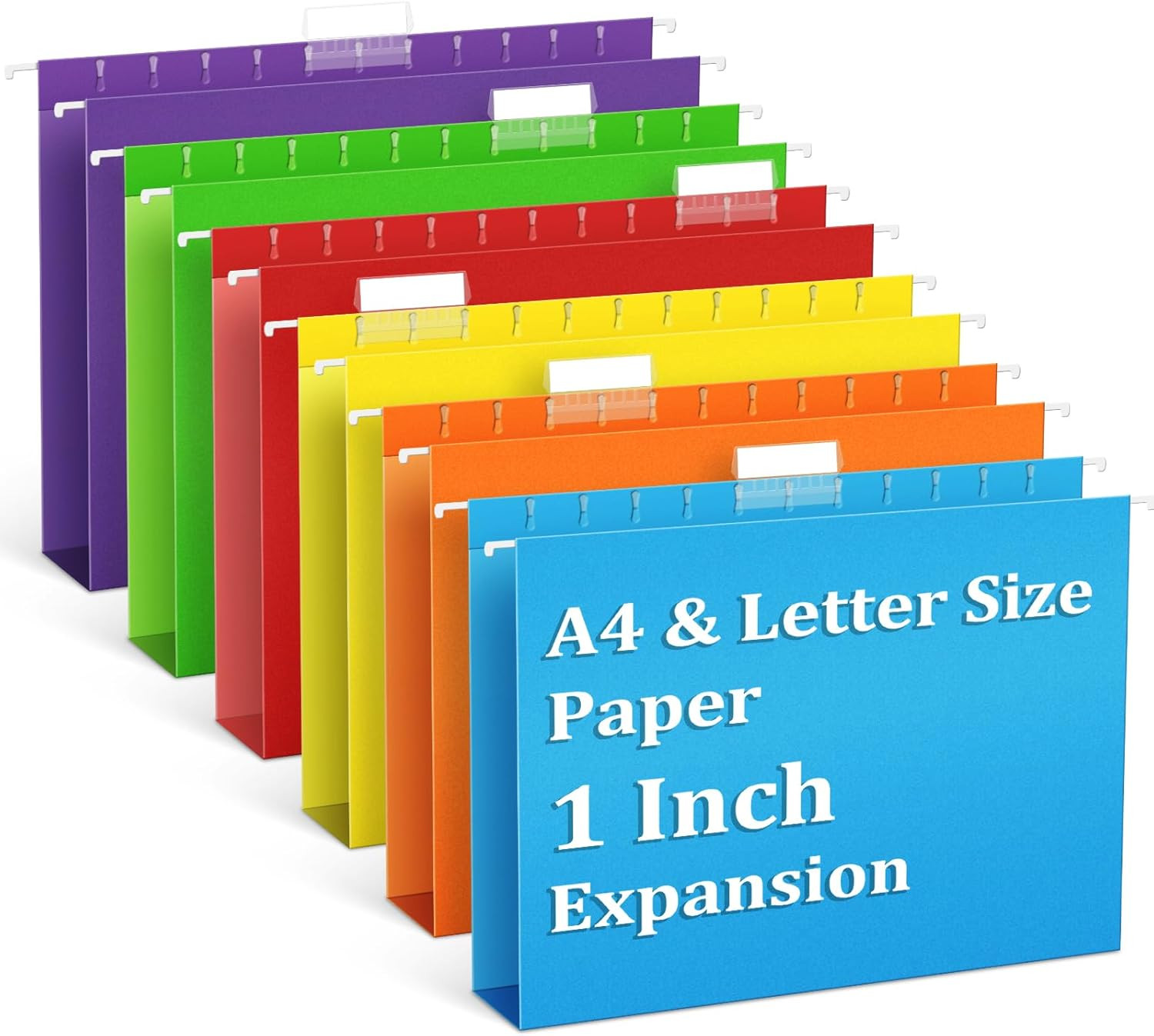 6 Pack 1 Inch Expansion Hanging File Folders, Letter Size Hanging Folders with 1