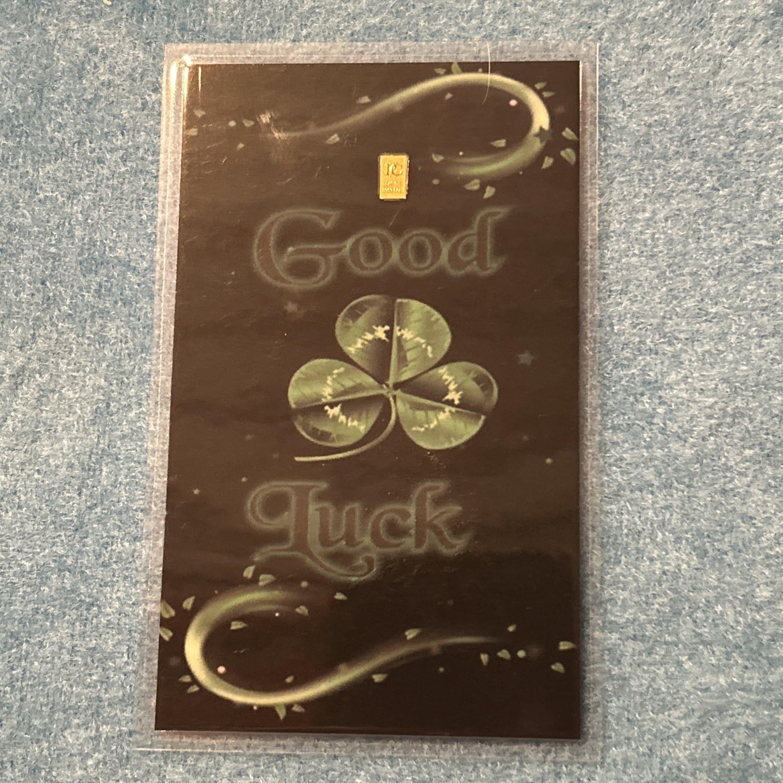 Cloverleaf Horseshoe Good Luck  1/1000 Oz .999 Gold Assay Card