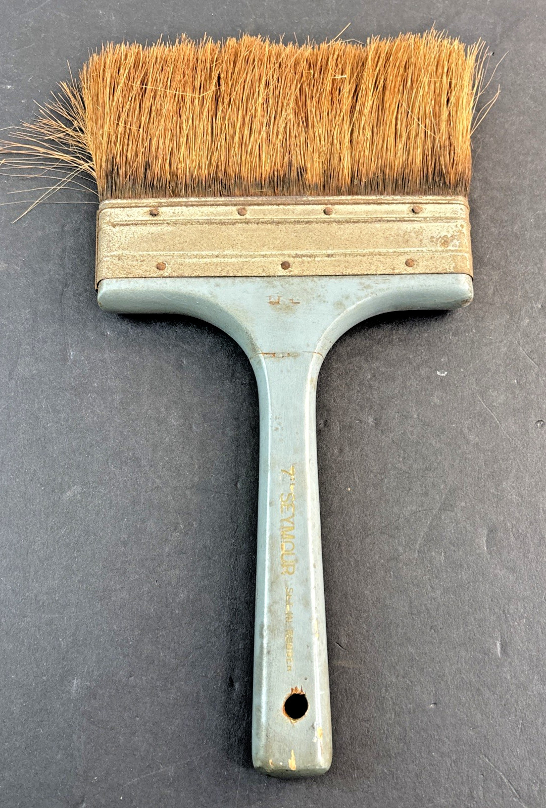 Vintage SEYMOUR Set In Rubber Wallpaper Paint Brush Wood Handle 13.5" long 7"