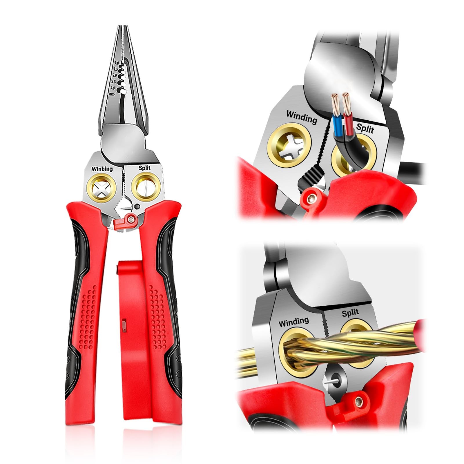 1 PCS 8 In 1 Wire Stripper With Voltage Tester Electrician Repair Tool Red