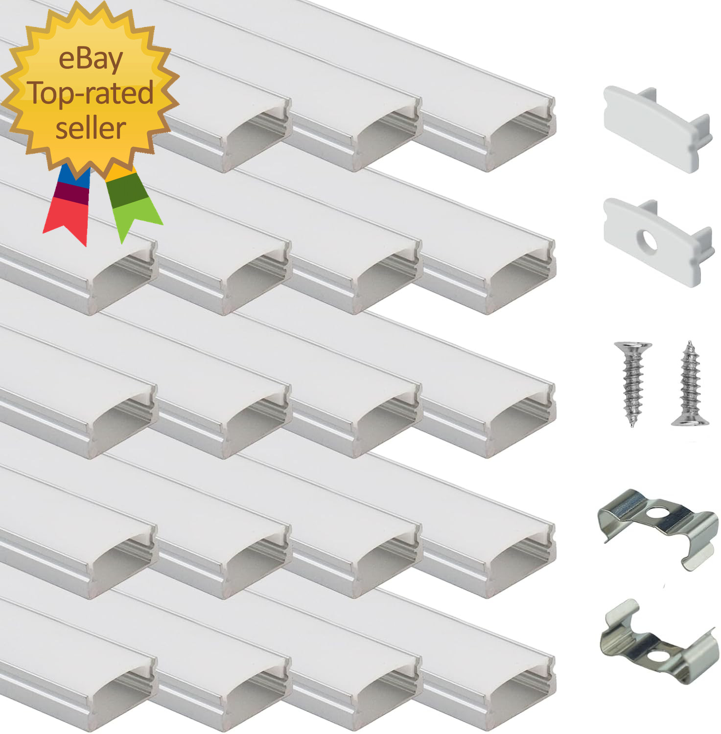 20Pack 3.3FT  1M LED Channel Aluminum U Shape Silver LED Strip Diffuser Channel