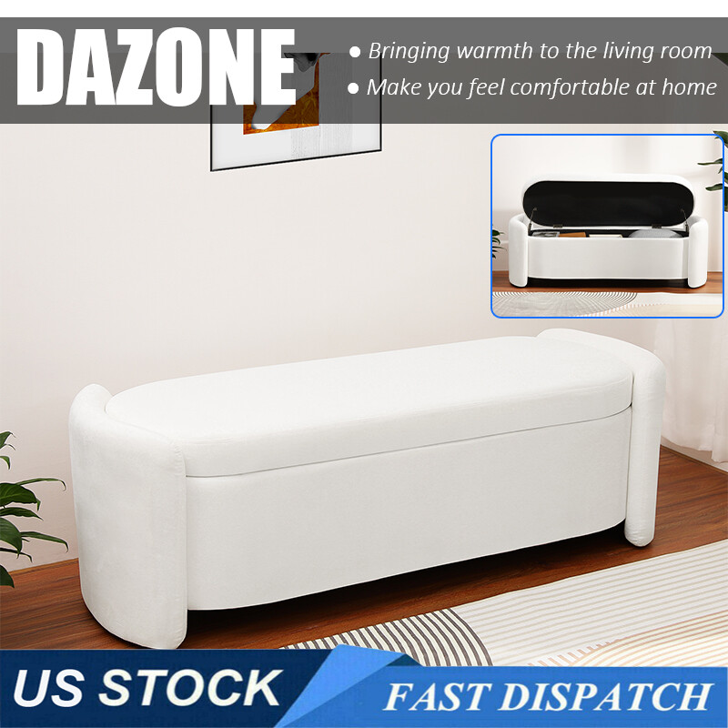 51" Storage Bench Velvet Bedroom Lounge Upholstered End of Bed Footrest Ottoman
