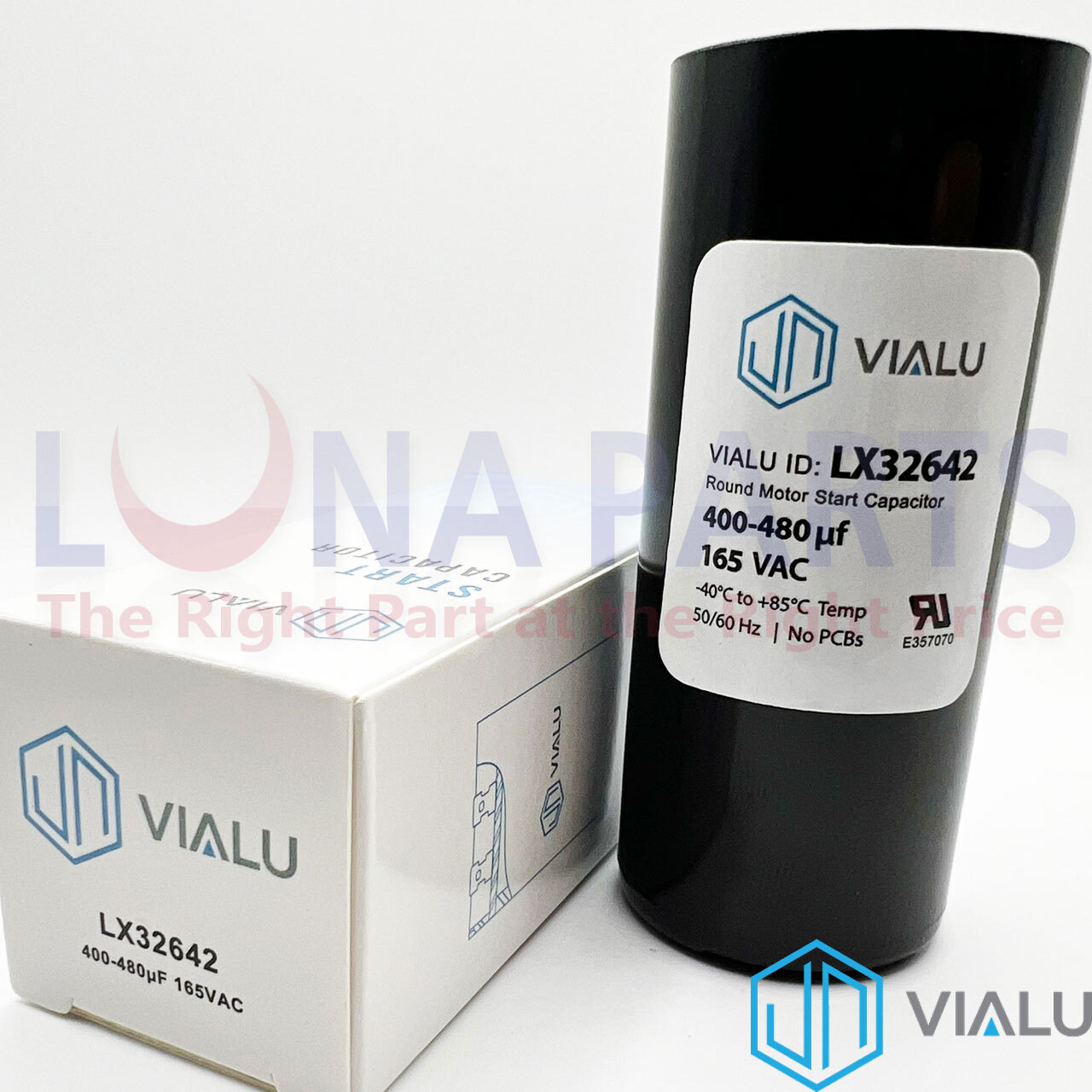 VIALU - 400-480 uf/MFD 165 VAC volts Round Start Capacitor 50/60 Hz