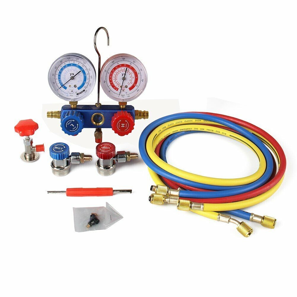 AC A/C Refrigerant Diagnostic Manifold Gauge Set Brass Manometer Gauge Test Kits