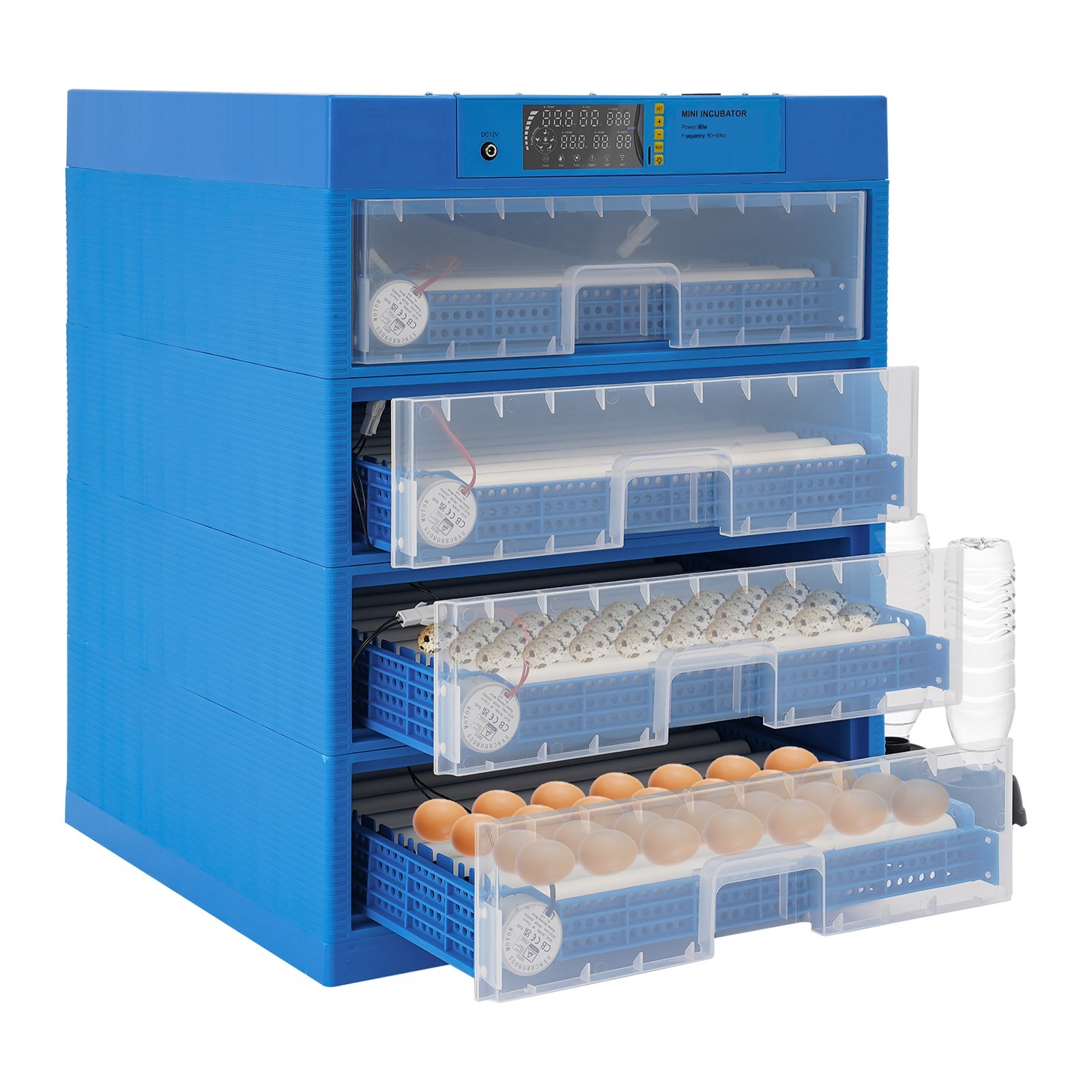 256 Capacity Automatic Egg Incubator Dual Power AC/DC 110V Smart Poultry Hatcher