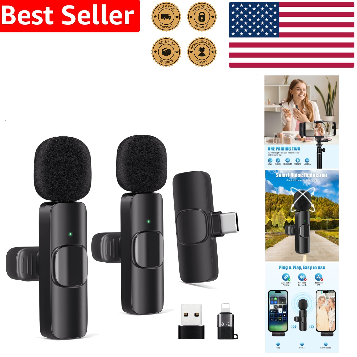 Noise Cancelling Portable Wireless Microphone for Content Creators
