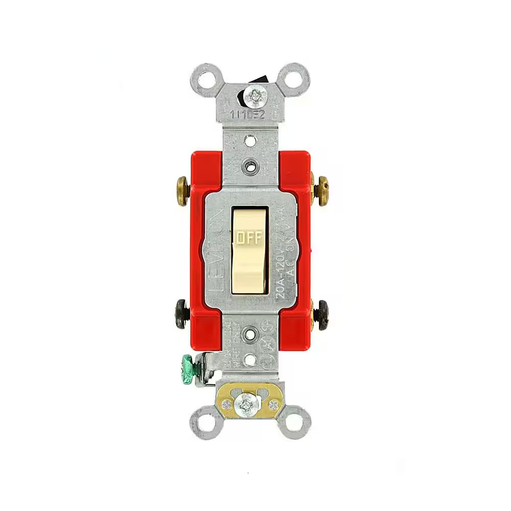 20 Amp Industrial Grade Heavy Duty Double-Pole Toggle Switch, Ivory 1222-2I