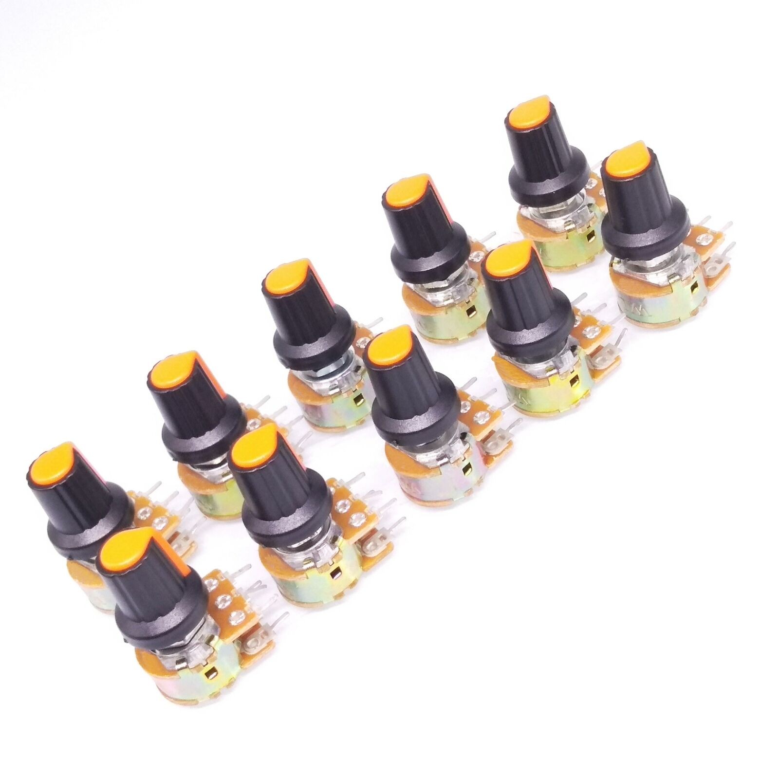 Type B Dual or Single Linear Taper Rotary Potentiometer POT Orange Knob