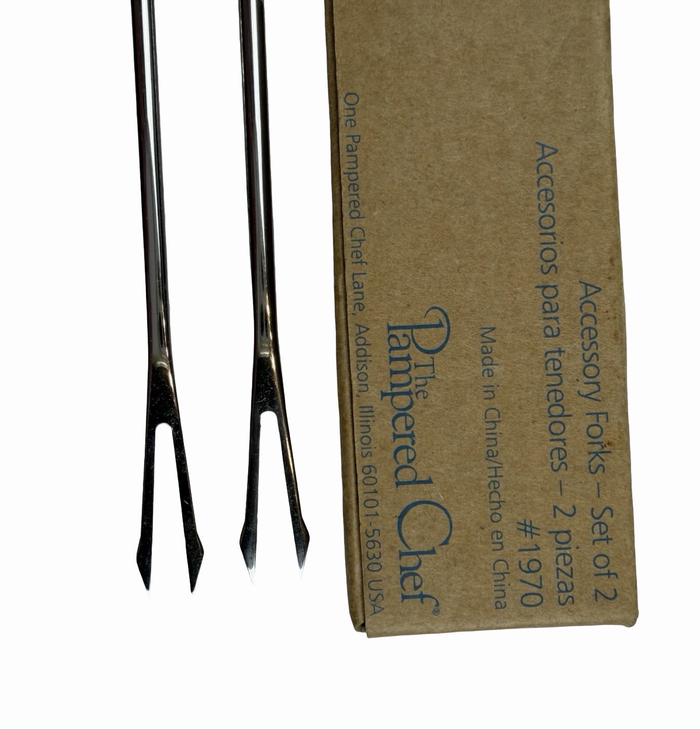 Pampered Chef Appetizer Accessory Fork Set 2 Simple Additions White Handle #1970