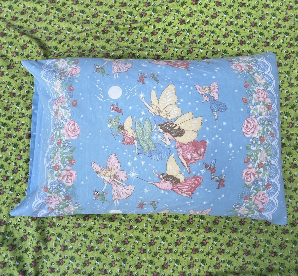 ACTIL Fairy Floral Pillowcase Blue Pink Celestial Fantasy