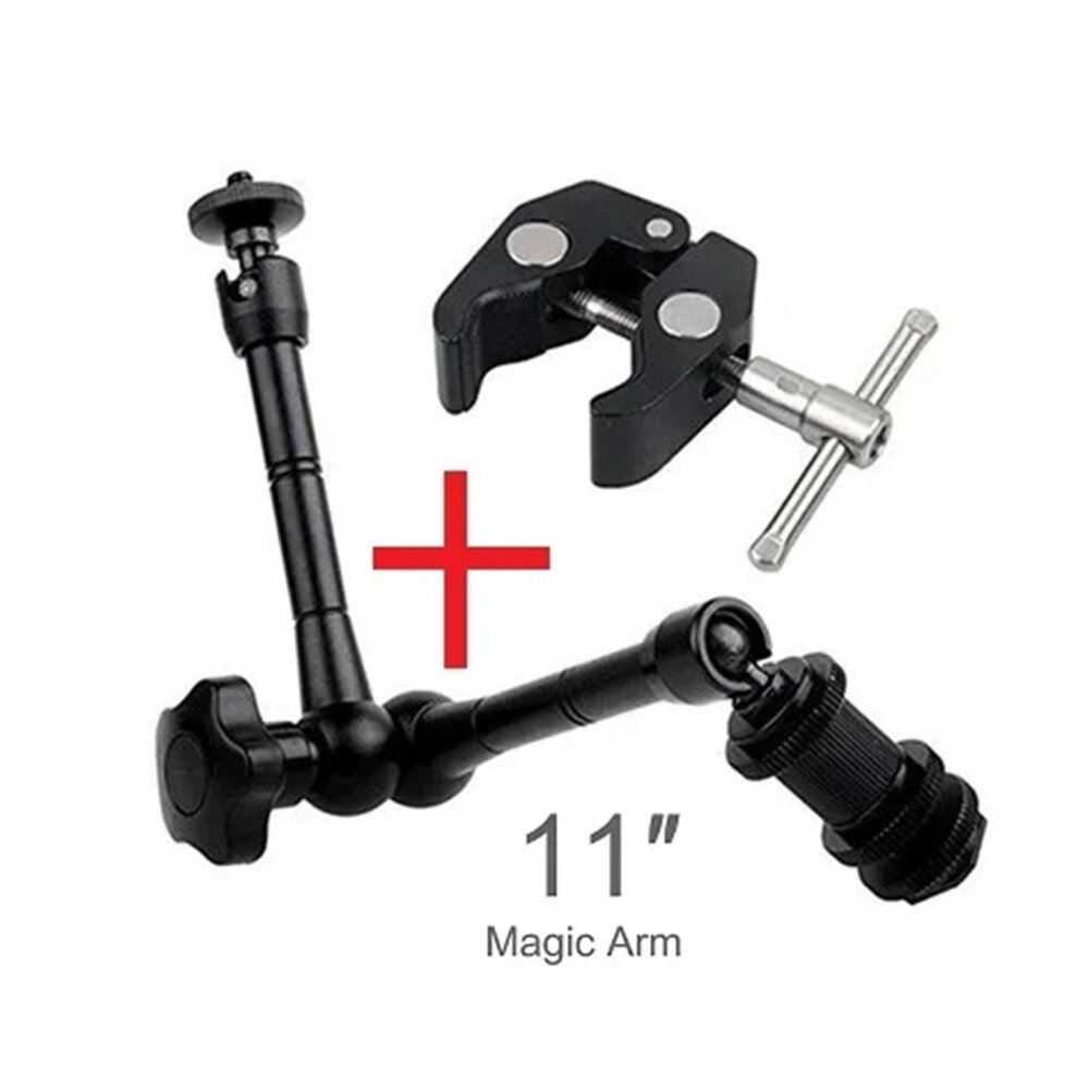 NEW 11in Articulating Magic Arm + Super Clamp Set Fr DSLR Rig Camera LED Light