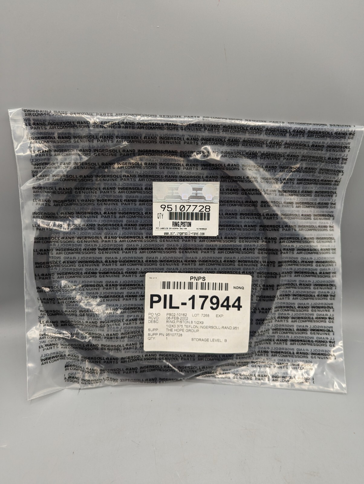 New Ingersoll Rand 95107728 Piston Ring for Ingersoll Compressors
