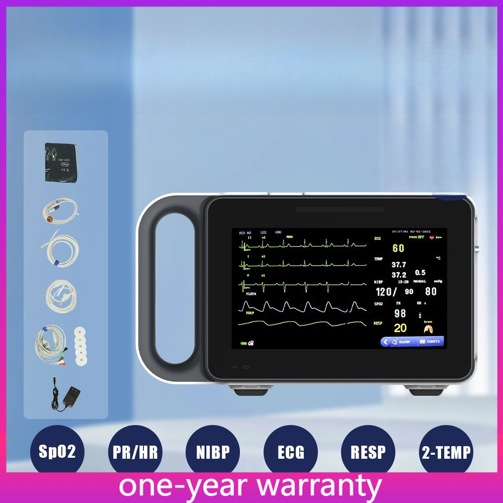7 Inch ICU CCU Vital Signs Patient Monitor – ECG NIBP TEMP RESP SPO2 PR