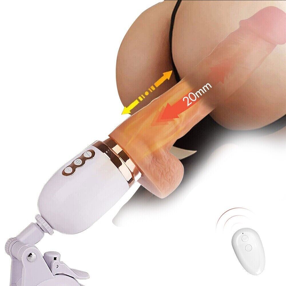 Heating Thrusting Dildo Vibrator Remote HandsFree Gun Machine Sex Toys for Women