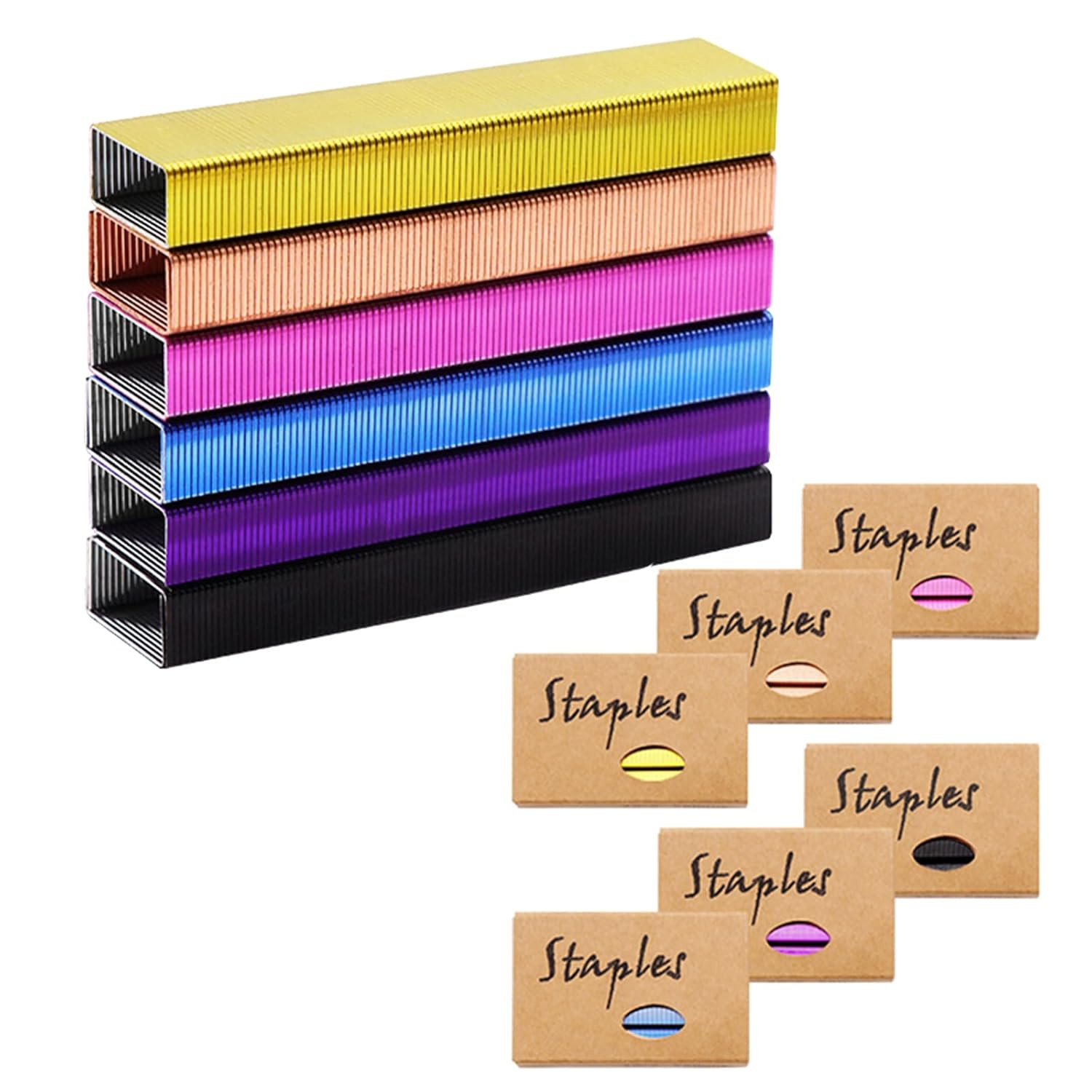 6000 Colored Staples Colorful 26/6 Standard Staple for Desk Manual Stapler Refil