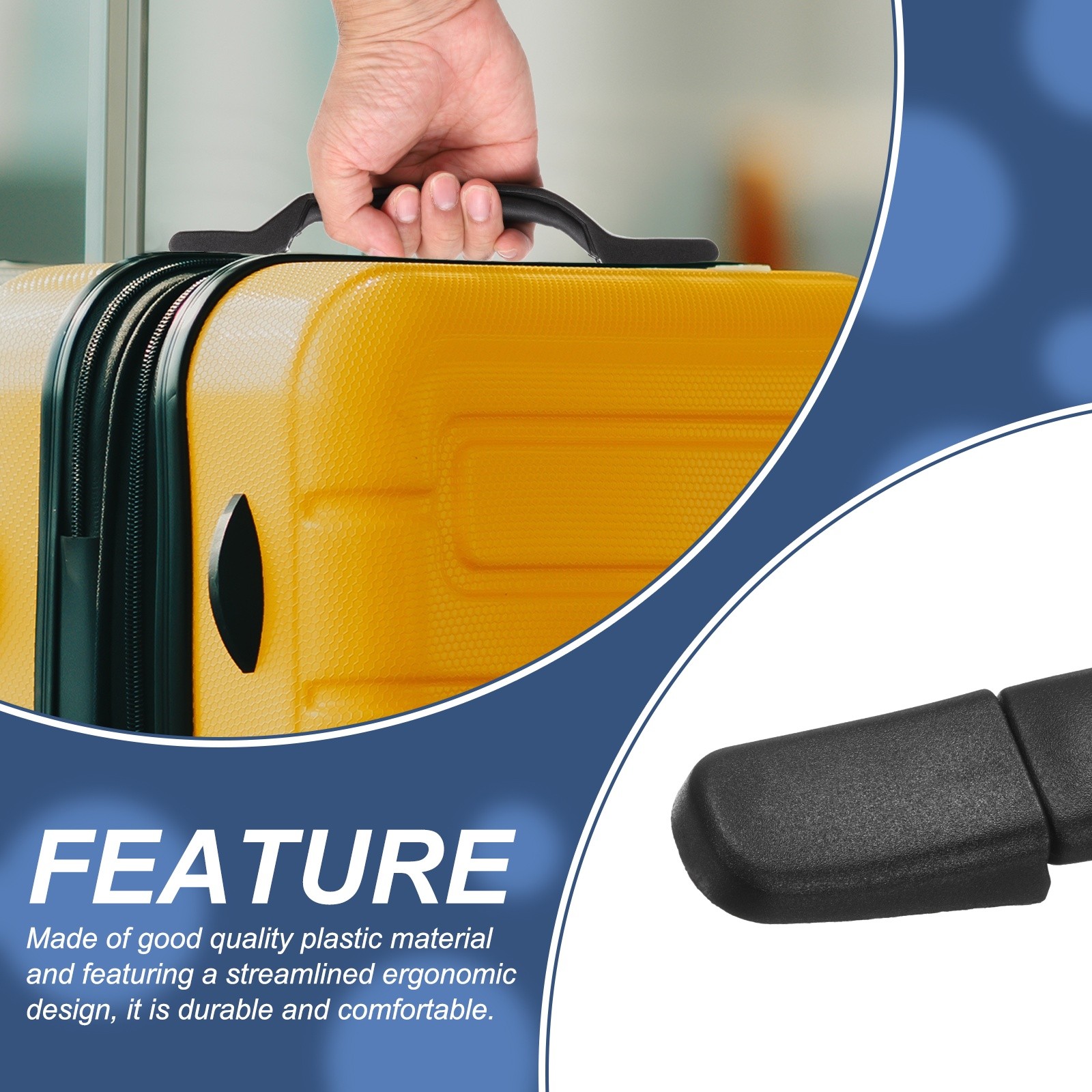 Luggage Handle 7.68" x 0.98" (L x W) Plastic Pull Handle Grip Replacement Black