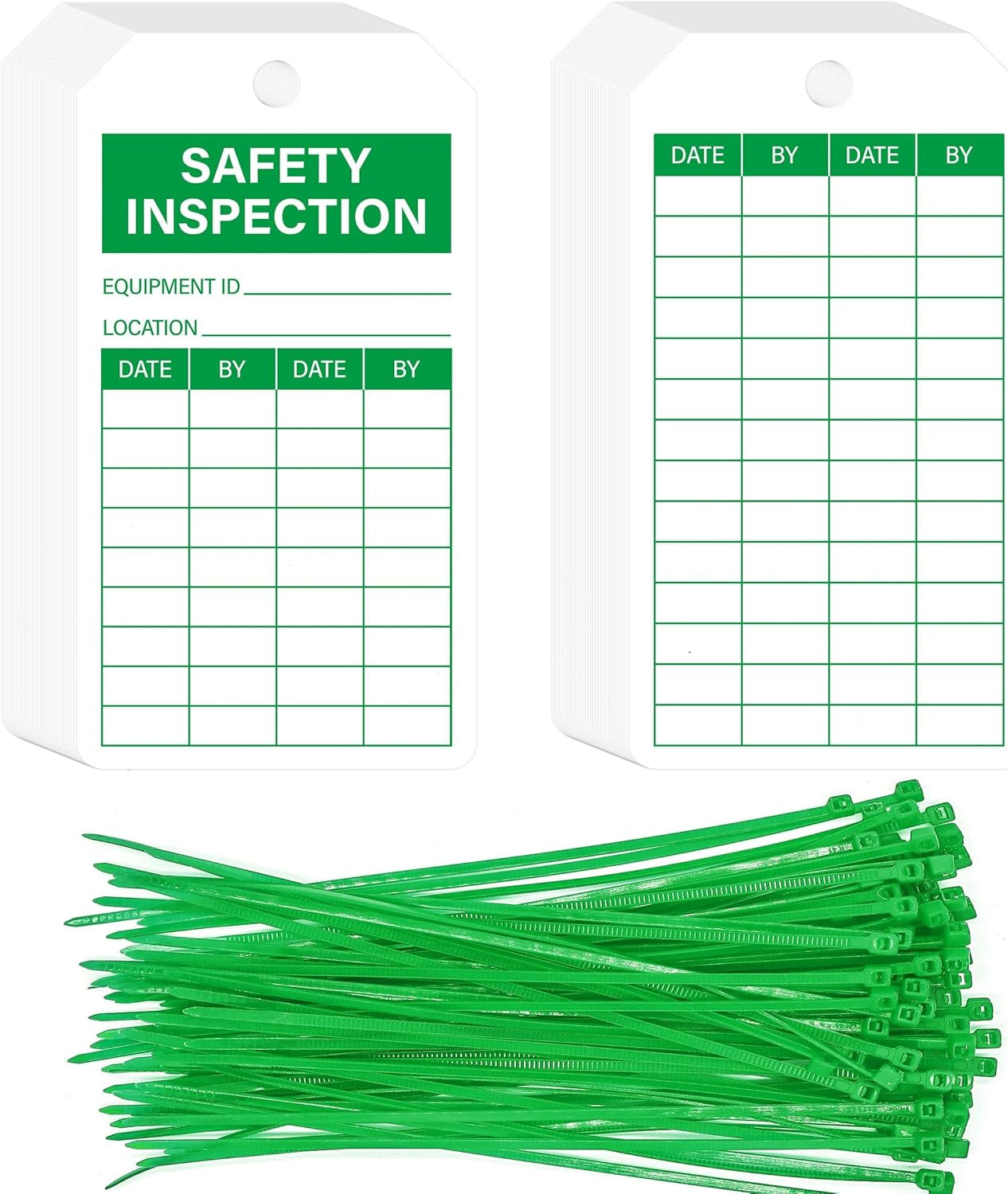 90Sets Safety Inspection Tags with Adjustable Wire Ties Accident Prevention Labe