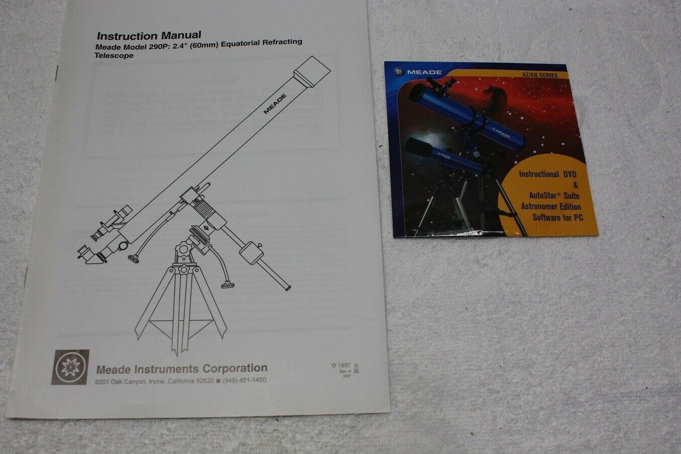Genuine Meade Model 290P Manual & DVD for 2.4" Equatorial Refracting Telescope