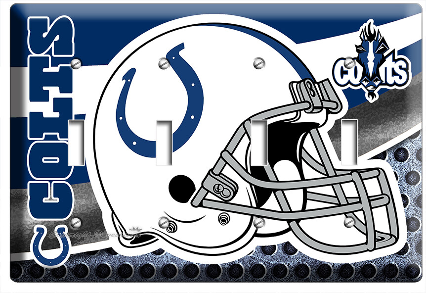 INDIANAPOLIS COLTS FOOTBALL TEAM 4 GANG LIGHT SWITCH WALL PLATES MAN CAVE DECOR