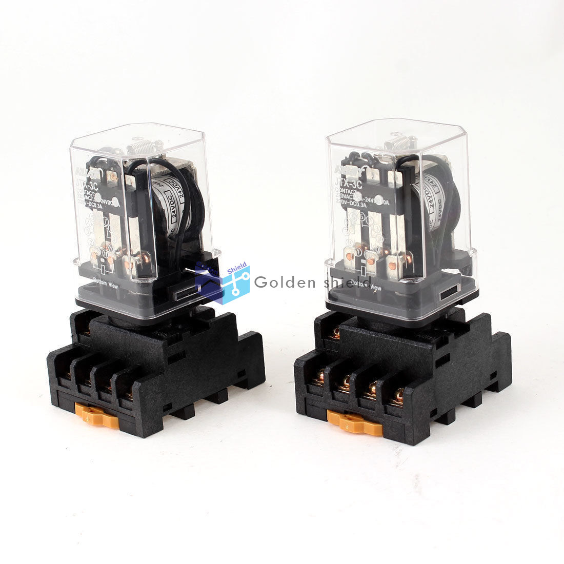 2 Pcs JTX-3C 11P 3PDT General Purpose Power Relay + Socket Coil DC24V✦Kd