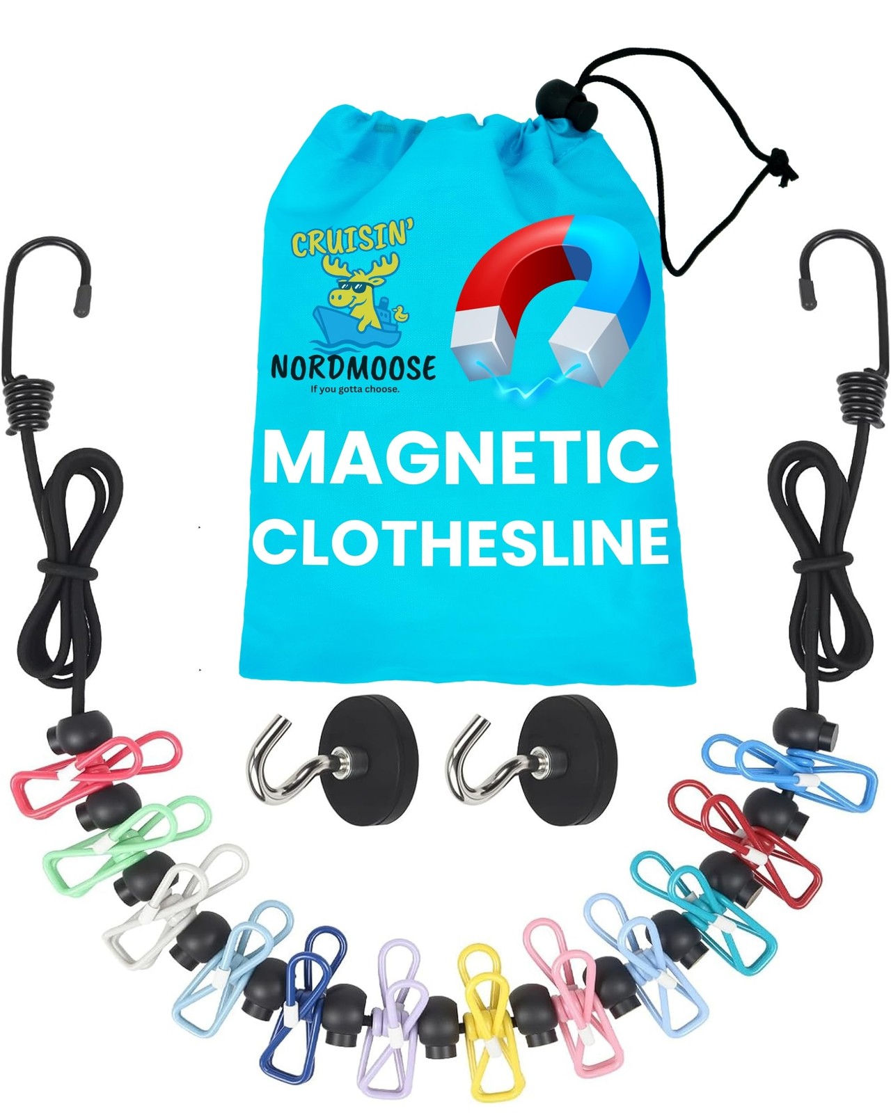 Magnetic Clothesline for Cruise Ship Cabin Approved  Strong Rubber Coated Non...