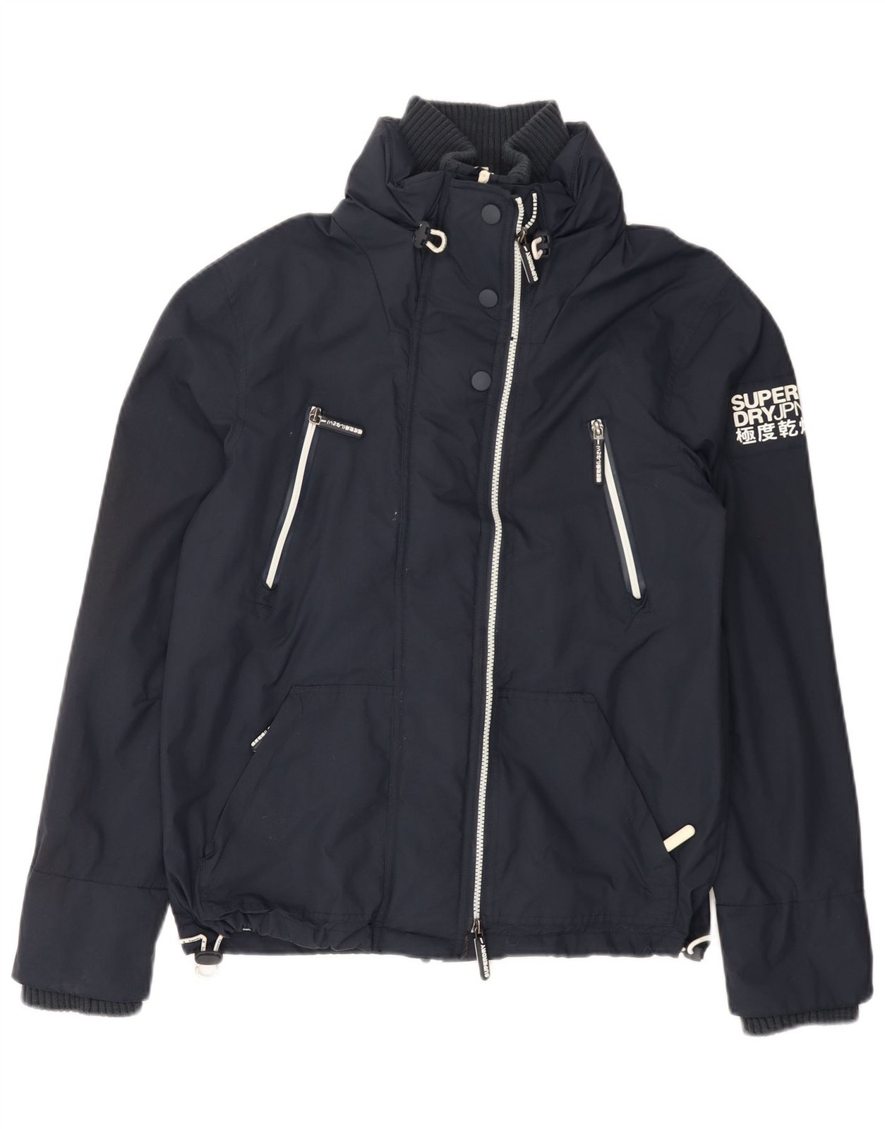 SUPERDRY Mens Graphic Windbreaker Jacket UK 38 Medium Navy Blue Nylon DU03