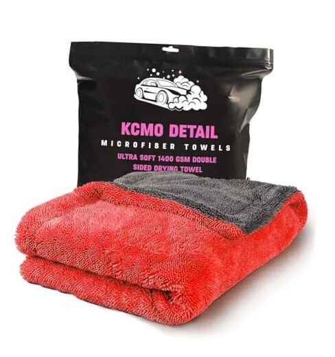 Car Drying Towel - 3ftx2ft XL-Popular Pick Among Detailing Red/Black 1200 Gsm