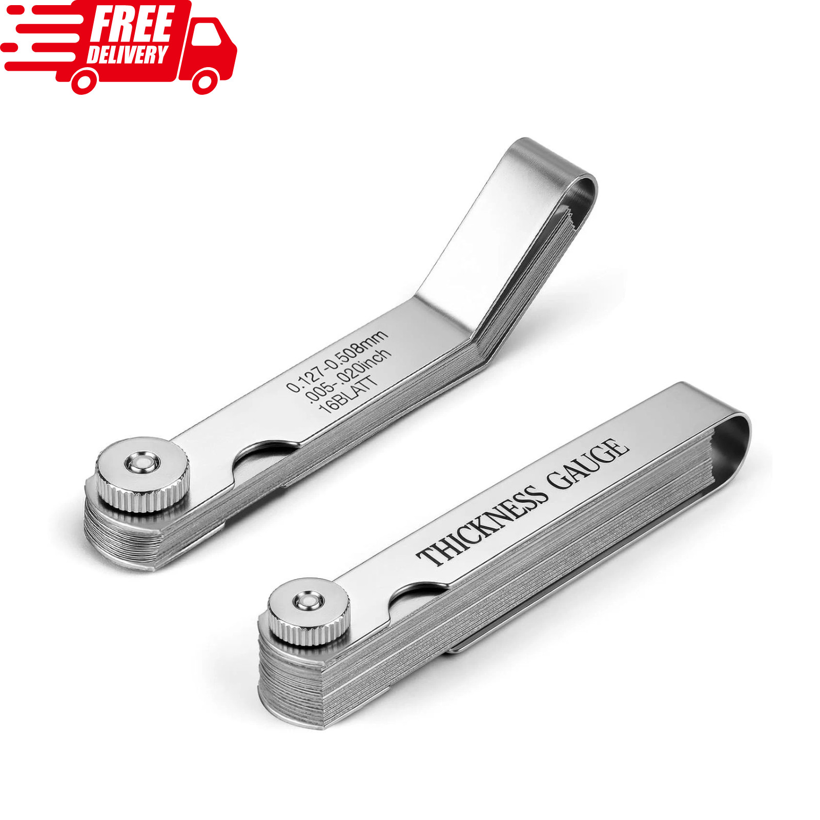 Feeler Gauge Set 2pcs Stainless Steel 32 Straight 16 Offset Blades SAE Metric