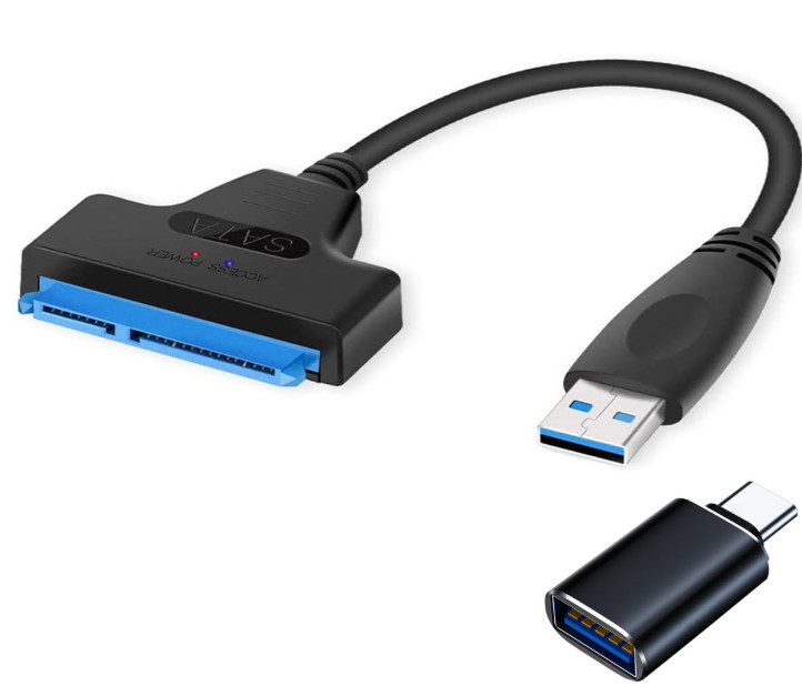 Cable SATA a USB 3.0 Alta Velocidad para SSD HDD 2.5 Tipo C y USB-A, Nuevo