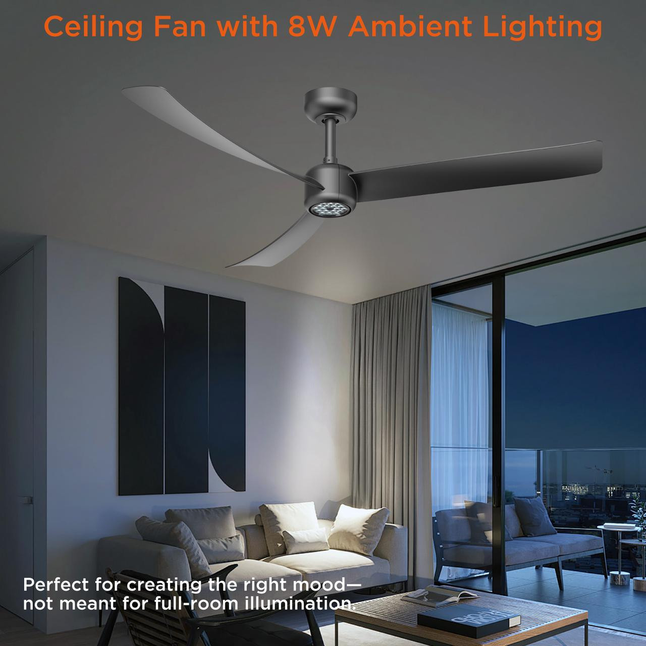 52"Ceiling Fans with Lights Led Remote Control Low Profile Flush Mount eversible