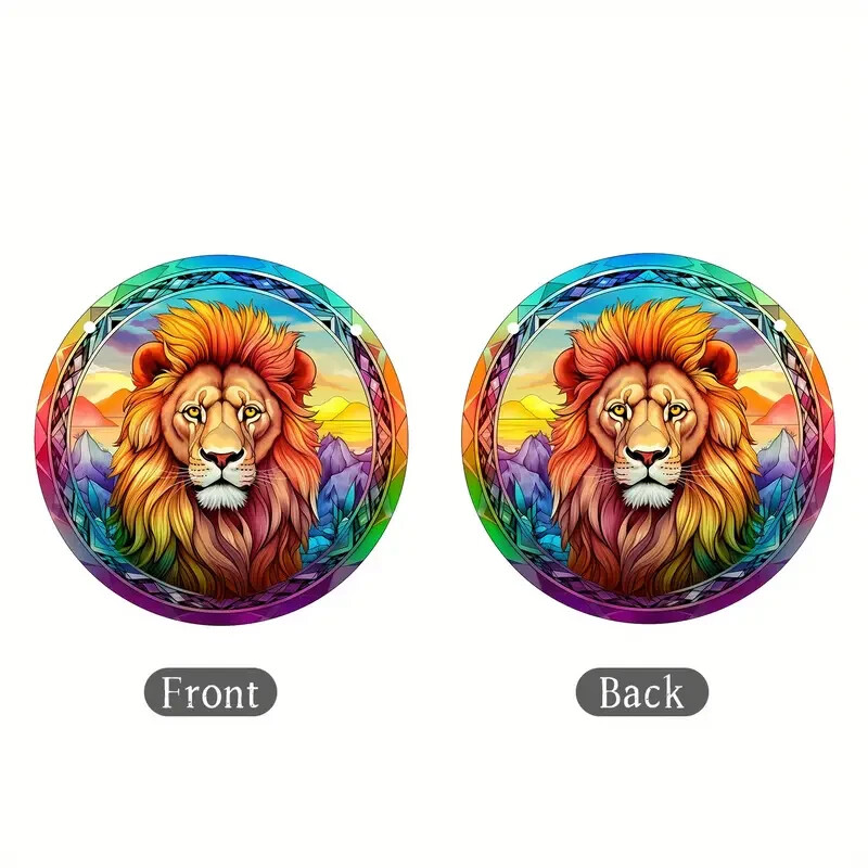 Colorful Lion Suncatcher Double Sided Round Acrylic Decor