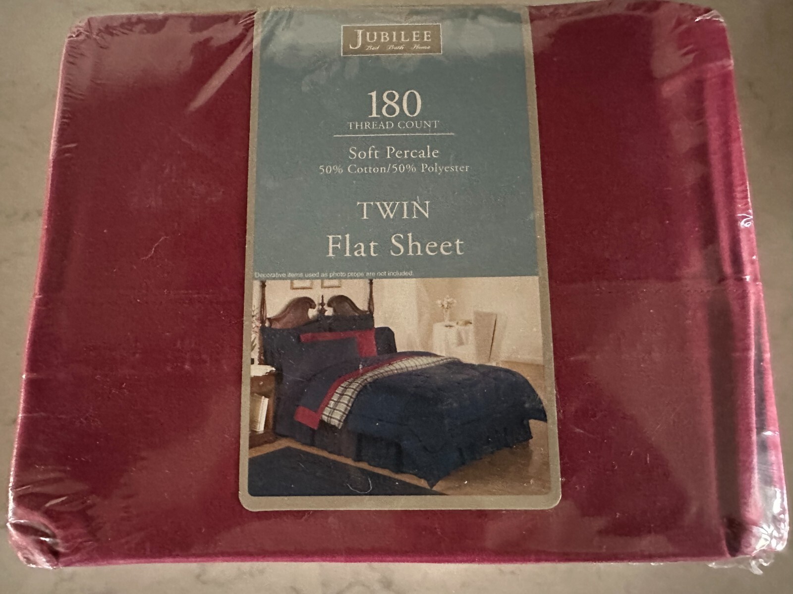 Jubilee Twin  Flat Sheet 180 Thread Count Soft Percale (Red)