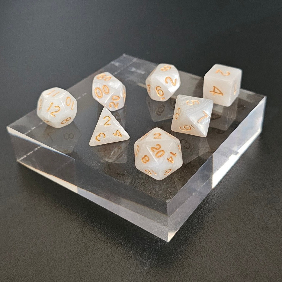 Full Set of Dice - Ivory Pearl White - D4 through D20 - Dungeons & Dragons - D&D