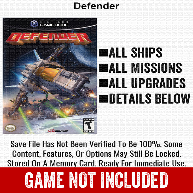 Defender 100% Nintendo GameCube Memory Card Save CHEATS