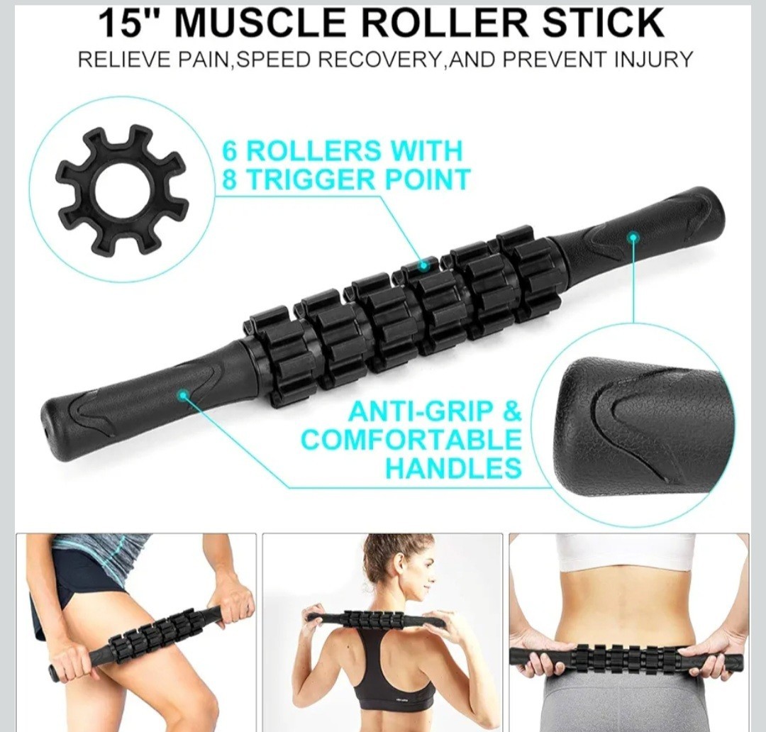 Foam Roller Set Back Roller, Roller Stick,2 Foot Fasciitis Ball Stretching Strap