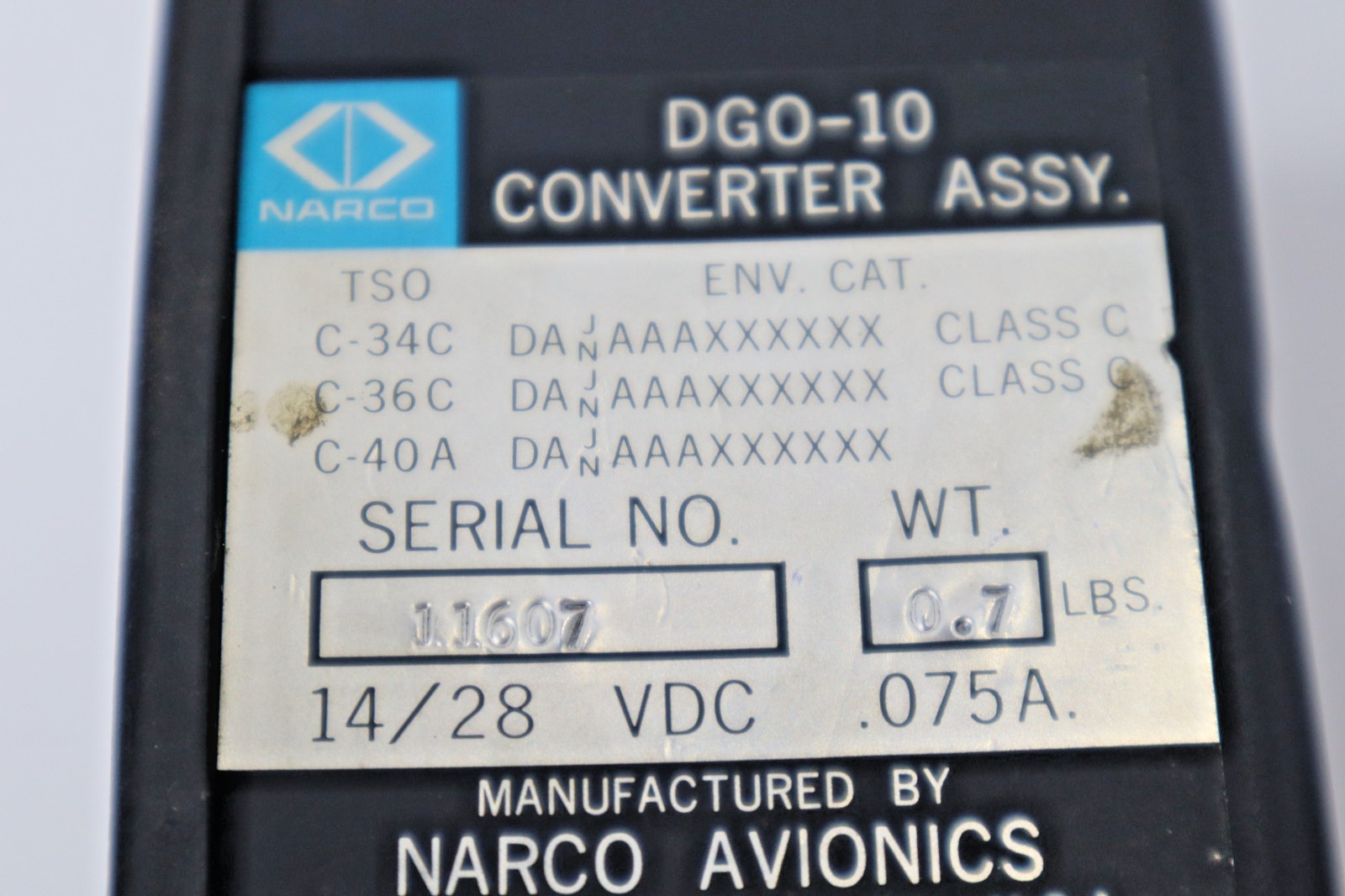 Narco DGO-10 Converter Assy 14/28 VDC