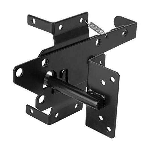 HILLMASTER Heavy Duty Self-Locking Gate Latch for Wooden Fence - Post Balck