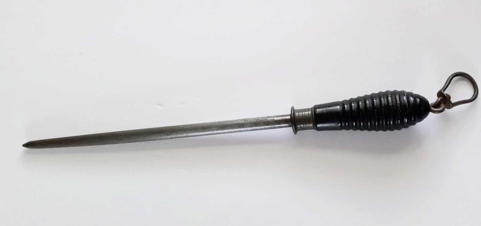 Antique 15" Nichols Brothers Honing Rod Sharpening Steel w/Wood Handle & Hook