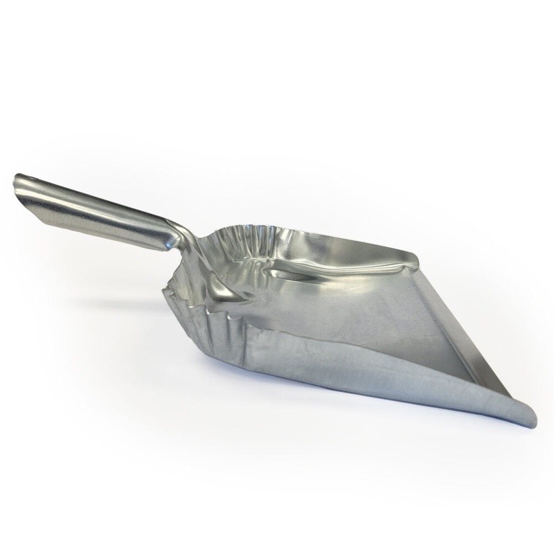 Heavy Duty Galvanized Steel Dustpan W/ Long Handle Workshop Home & Garage Silver