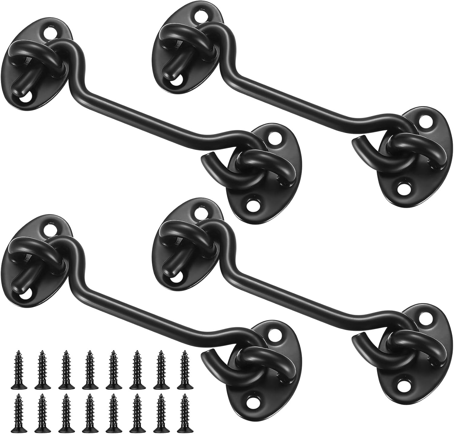 4 Pcs 4 Inch Door Hook Latch Stainless Steel Eye Hook Lock for Gates & Windows