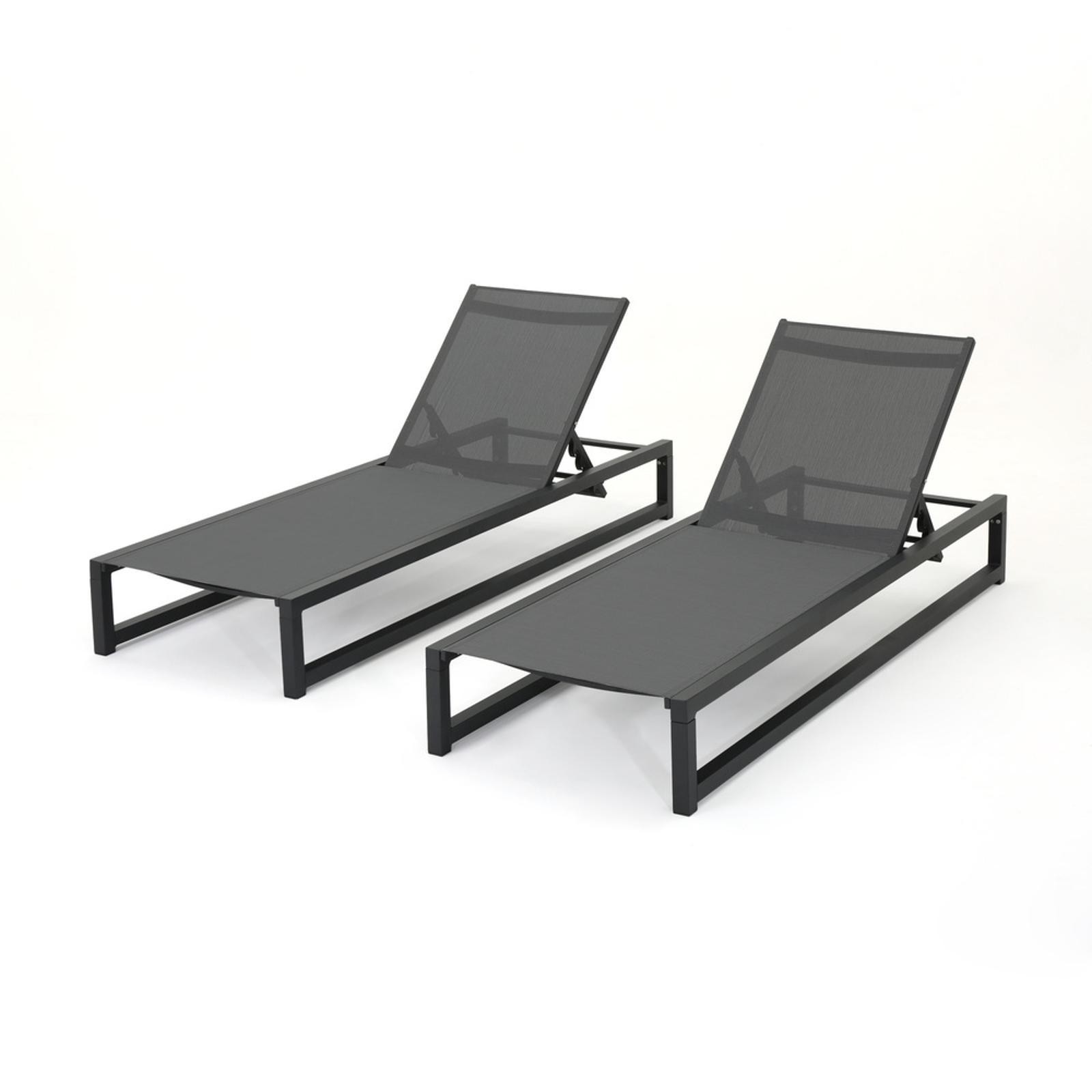 Venice Chaise Lounge Set of 2 - Adjustable Patio Loungers with Breathable