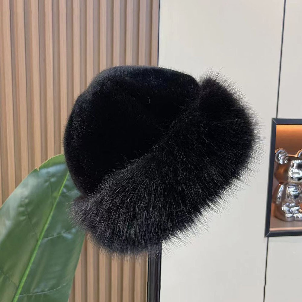 Fluffy Fur Bucket Hat Women Winter Warm Plush Fisherman Hat Soft Cozy Cap Gift ❥