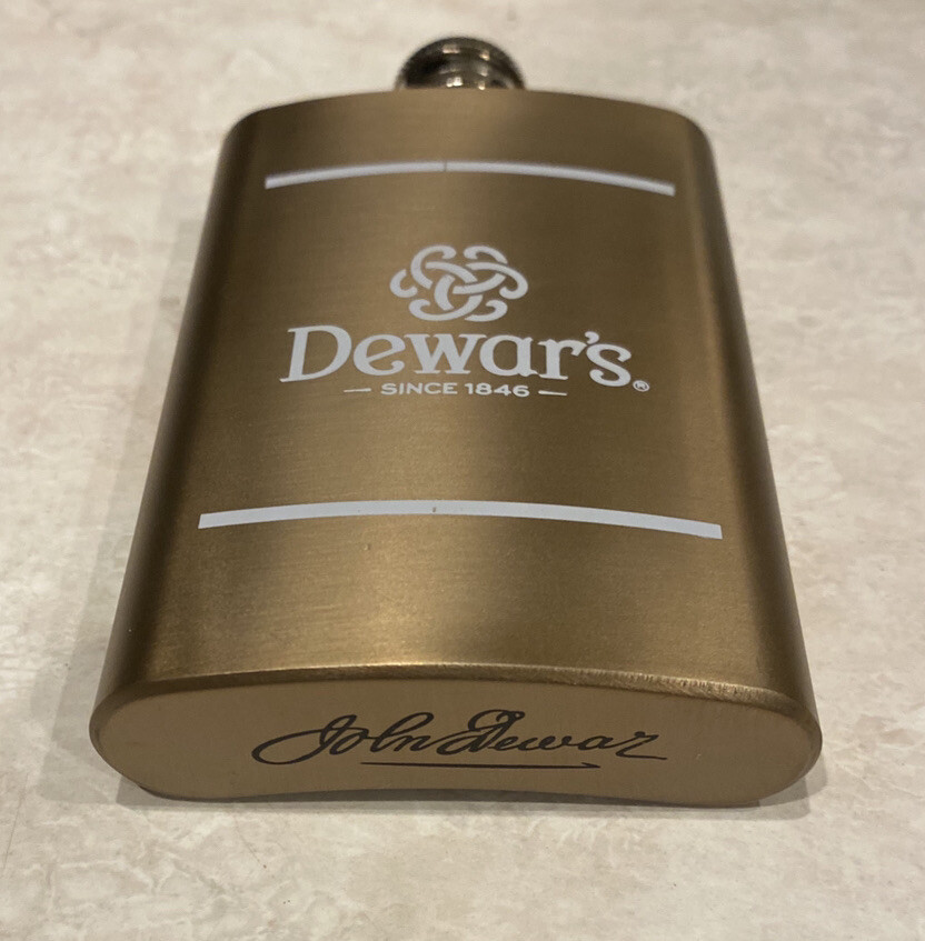 Collectable 4oz Dewar Pocket flask (Gold & Chrome)