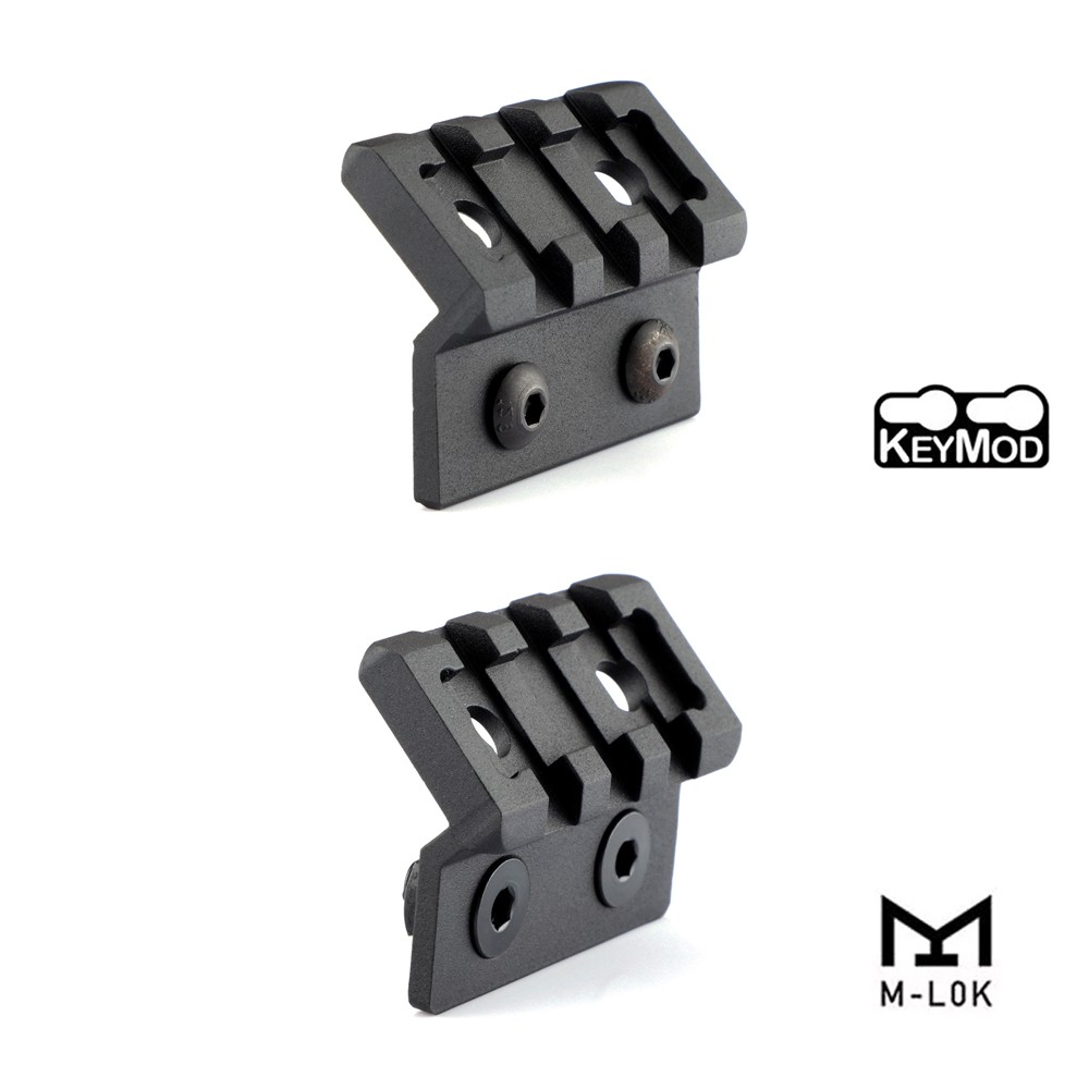 45 Degree Offset Mount Rail Optics Mount for MLok Keymod Flashlight Mount 3 Slot