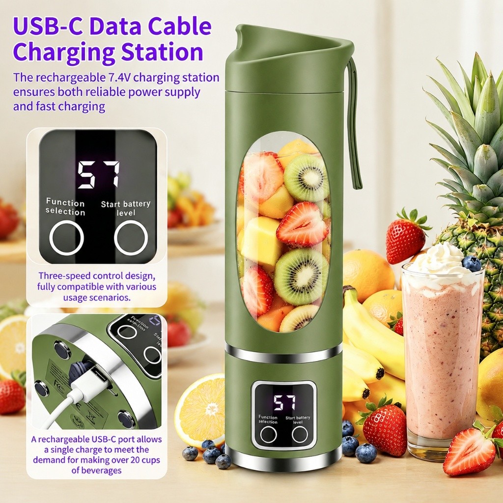 Portable Blender Personal Mini Mixer Protein Shakes Juicer Cup USB Rechargeable