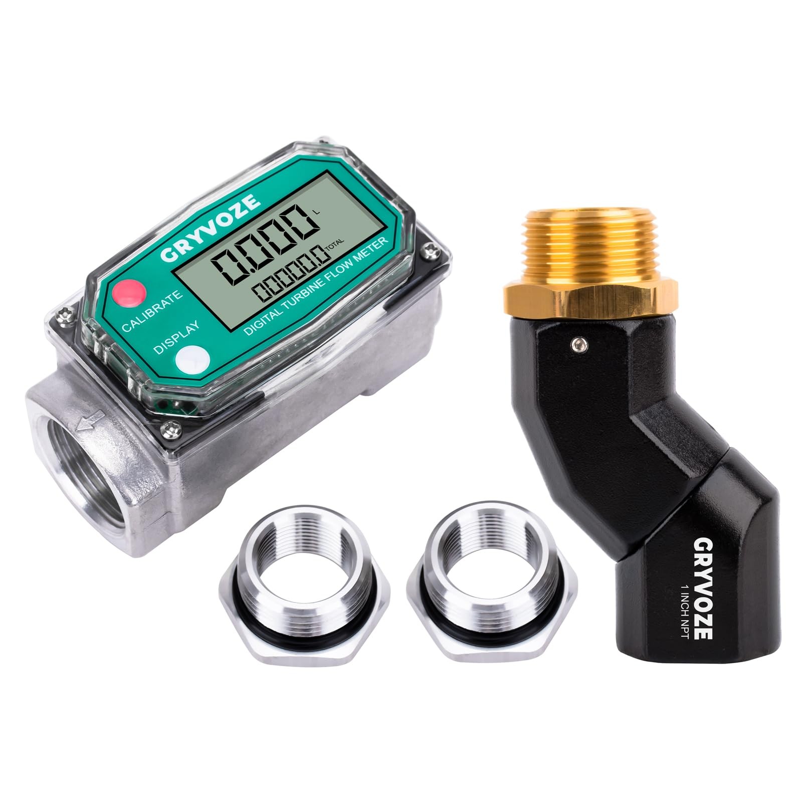 GRYVOZE 1 Inch Digital Turbine Fuel Flow Meter with 1 NPT Hose...