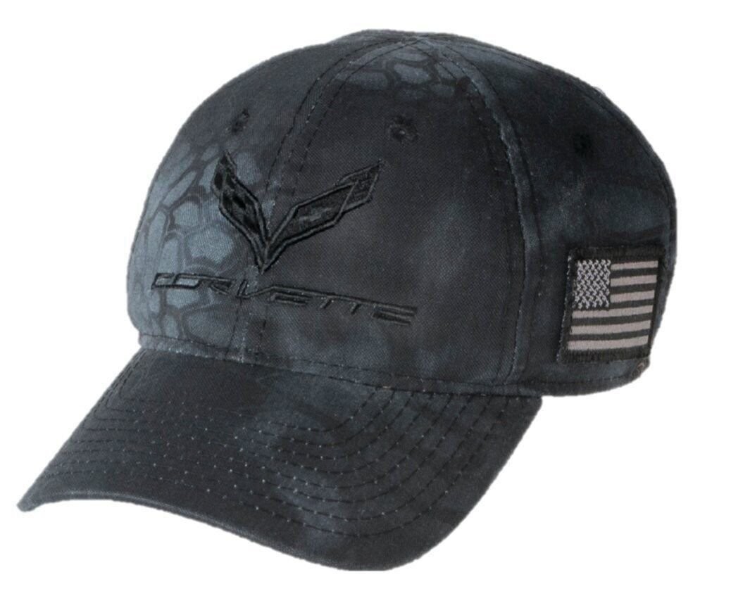 GM Licensed C7 Corvette Camo Hat with USA Flag American Legacy Collection
