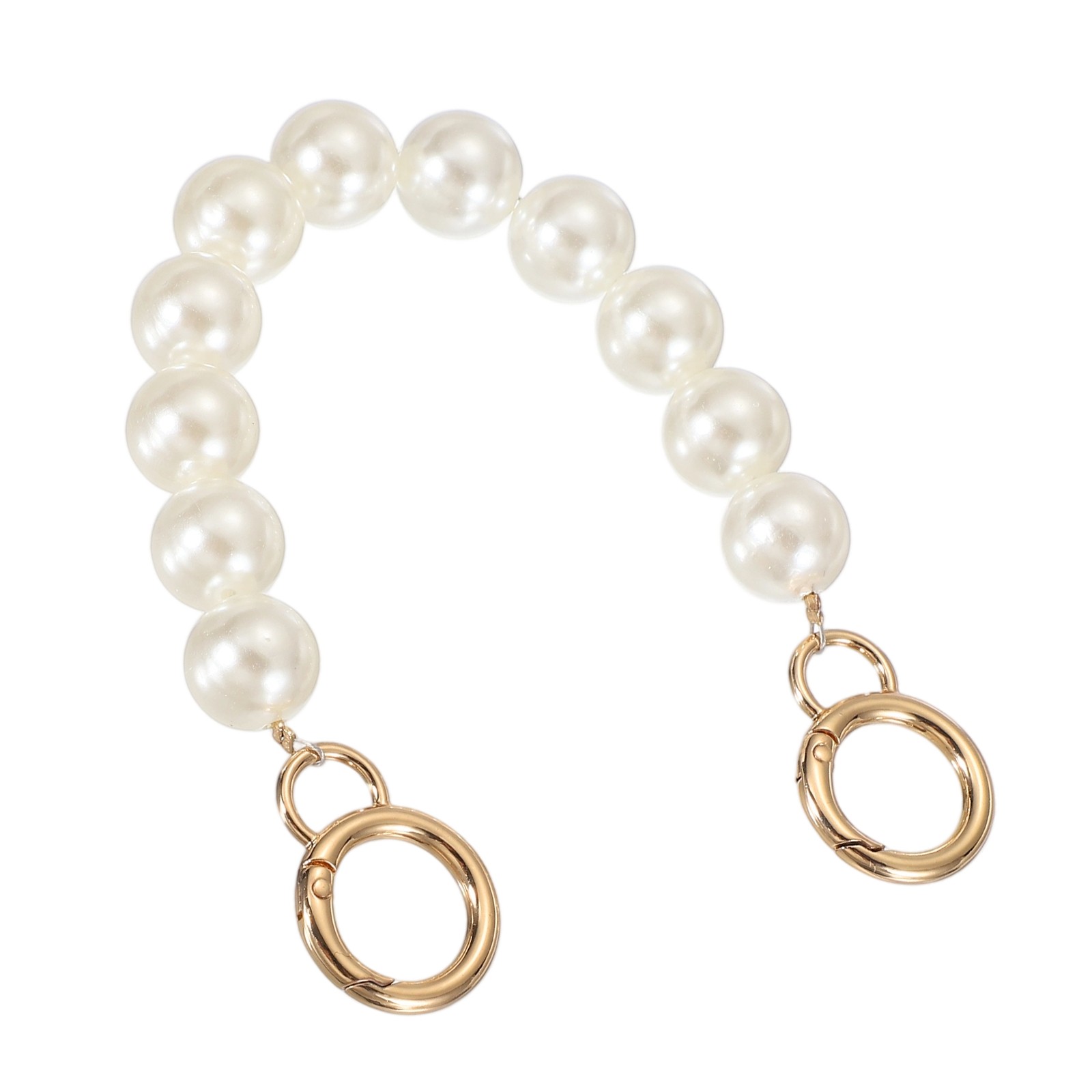Imitation Pearl Purse Strap 10" Handbag Chain with Spring Clasp 16mm