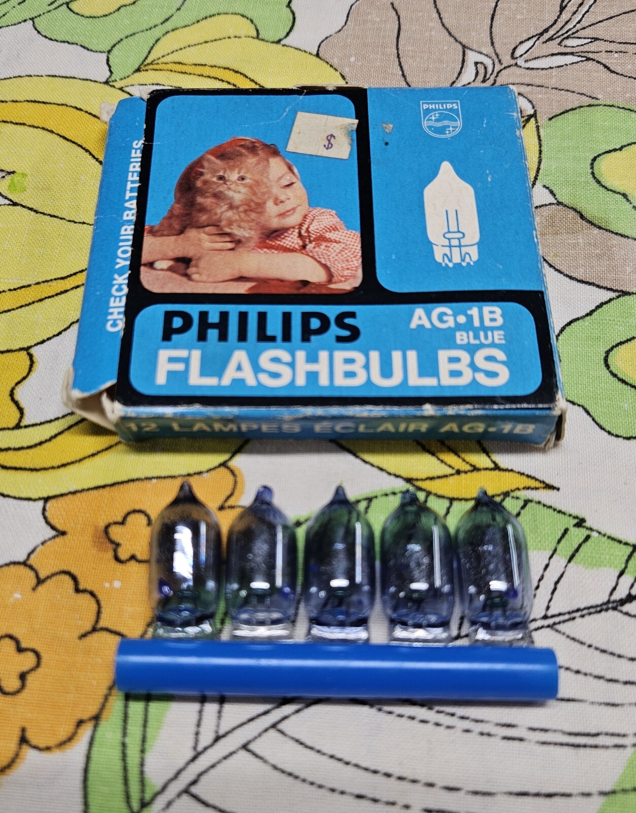 Flashbulbs - Philips - Bleu - AG•1B - 5 Flashs - Vintage